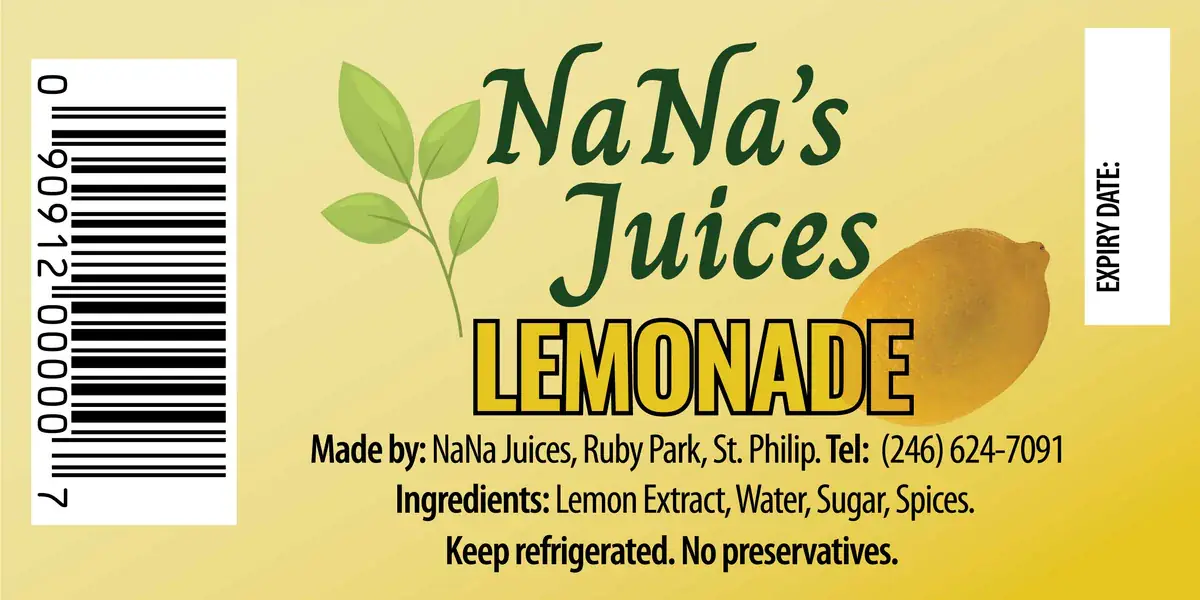 NaNa Juices Lemonade Label